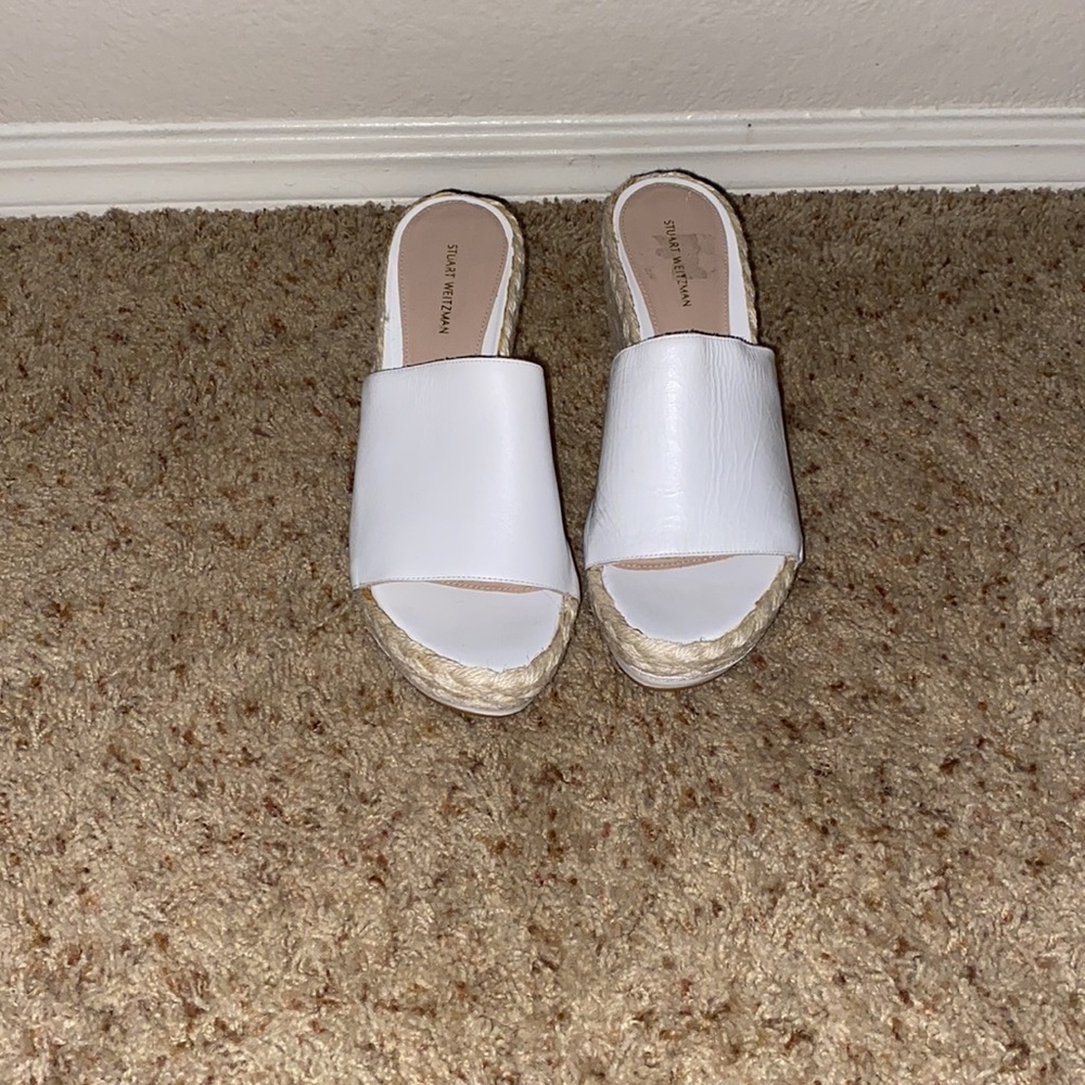 White Stuart Weitzman Slide Wedges - image 7